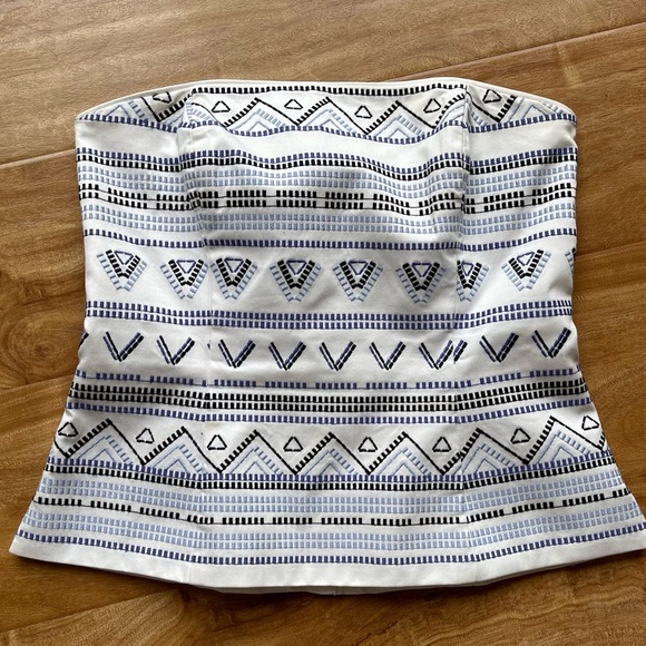 White House Black Market Tops - White, blue and black White House black market tube top